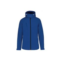 Kurtka damska z kapturem Kariban Softshell. Niebieskie kurtki sportowe KARIBAN, bez wzorów, z softshellu, z kapturem. Za 277.50 zł.