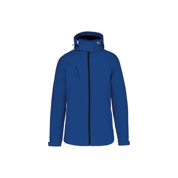 Kurtka damska z kapturem Kariban Softshell. Niebieskie kurtki sportowe KARIBAN, bez wzorów, z softshellu, z kapturem. Za 277.50 zł.