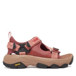 Sandały Teva. Czerwone sandały Teva, bez wzorów, bez obcasa, na płaskiej podeszwie, bez zapięcia. Za 589.99 zł.