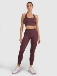 4F Legginsy treningowe bezszwowe damskie - brązowe XS/S. Brązowe legginsy 4f, l, bez wzorów, z dzianiny, z podwyższonym stanem. Za 129.99 zł.