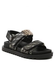 Guess Sandały Fabelis FL6FBS FAL03 Czarny. Czarne sandały Guess, z aplikacjami, z materiału, bez obcasa, na płaskiej podeszwie, bez zapięcia. Za 369.99 zł.