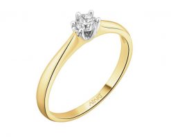 Pierścionek z żółtego złota z brylantem - 0,16 ct - próba 585. Żółte pierścionki Apart, z brylantem, złote. Za 3,590.00 zł.