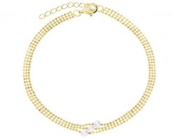 Złota bransoletka z perłami. Żółte bransoletki Apart, złote. Za 2,959.00 zł.