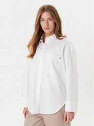 Tommy Hilfiger Koszula New Easy WW0WW45892 Biały Relaxed Fit. Białe koszule TOMMY HILFIGER, bez wzorów, z bawełny, biznesowe, bez kołnierzyka, bez ramiączek. Za 339.99 zł.