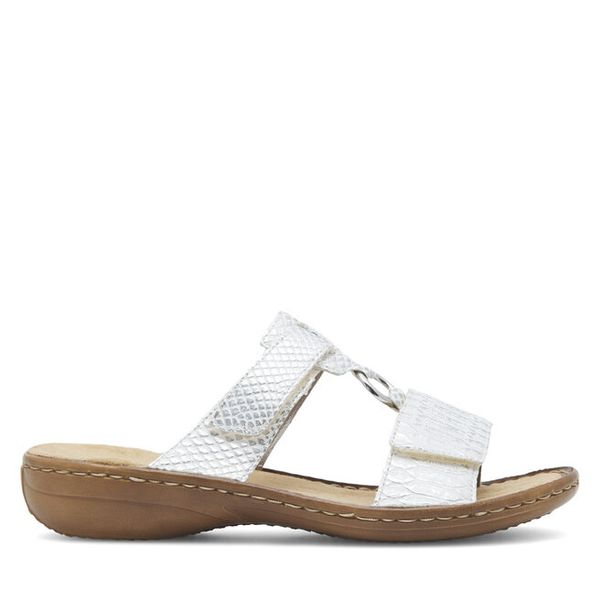 Klapki Rieker. Białe klapki Rieker, bez wzorów, bez obcasa. Za 279.99 zł.