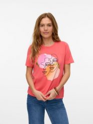 Vero Moda Koszulka w kolorze różowym rozmiar: L. Różowe bluzki Vero Moda, l, bez wzorów, z bawełny, bez kołnierzyka, bez ramiączek. Za 57.20 zł.