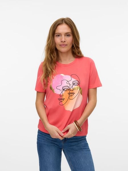 Vero Moda Koszulka w kolorze różowym rozmiar: S. Różowe bluzki Vero Moda, s, bez wzorów, z bawełny, bez kołnierzyka, bez ramiączek. Za 60.99 zł.