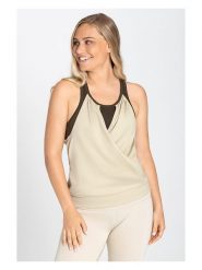 Super.natural Top sportowy "Liquid Flow" w kolorze kremowym rozmiar: S. Brązowe koszulki sportowe super.natural, bez wzorów, z materiału, bez ramiączek, outdoorowe. Za 173.99 zł.