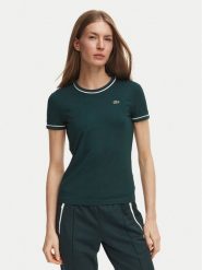 Lacoste T-Shirt TF5289 Zielony ciemny Slim Fit. Zielone t-shirty Lacoste, bez wzorów, bez kołnierzyka, bez ramiączek. Za 329.99 zł.