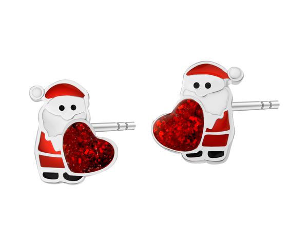 Kolczyki srebrne z emalią - święty Mikołaj. Szare kolczyki Apart, srebrne. Za 99.00 zł.