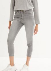 Dżinsy SKINNY 7/8 ze stretchem. Szare jeansy bonprix, bez wzorów. Za 84.99 zł.