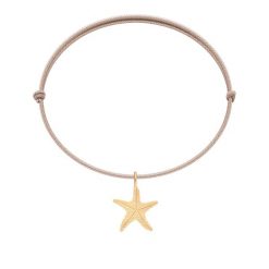 Bransoletka z zawieszką Starfish na beżowym sznurku. Brązowe bransoletki Lilou, pozłacane. Za 89.00 zł.