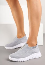 Szare Buty Sportowe z Elastyczną Cholewką Clezenne. Szare obuwie sportowe Born2be, z jeansu, bez zapięcia. Za 89.99 zł.