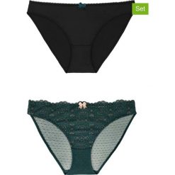 Figi (2 pary) "Abigail" w kolorze zielonym i czarnym. Czarne figi Dorina, l, bez wzorów, z koronki. W wyprzedaży za 34.95 zł.