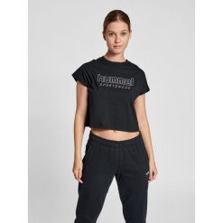 Damski crop top Hummel Legacy June. Czarne koszulki sportowe Hummel, bez wzorów, bez ramiączek. Za 84.90 zł.