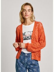 Pepe Jeans Kardigan w kolorze pomarańczowym rozmiar: M. Pomarańczowe kardigany Pepe Jeans, m, bez wzorów, z jeansu. Za 162.87 zł.