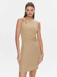 Guess Sukienka koktajlowa Febe W4RK58 KAQL2 Beżowy Slim Fit. Brązowe sukienki Guess, xl, z aplikacjami, wizytowe, bez kołnierzyka, bez ramiączek. Za 249.99 zł.