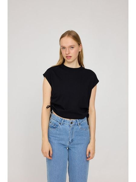 MAZINE Koszulka "Gathering" w kolorze czarnym rozmiar: S. Czarne bluzki MAZINE, s, bez wzorów, z bawełny, bez kołnierzyka, bez ramiączek. Za 87.61 zł.