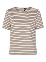Vero Moda Koszulka w kolorze jasnobrązowo-białym rozmiar: M. Białe bluzki Vero Moda, m, bez wzorów, bez kołnierzyka, bez ramiączek. Za 70.41 zł.