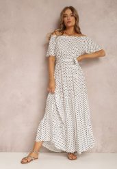 Biała Sukienka Kaliphanthe. Białe sukienki Renee, l, bez wzorów, z materiału, bez kołnierzyka, bez ramiączek, maxi, rozkloszowane. Za 54.99 zł.