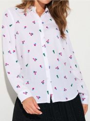 Koszula z motywem świątecznym - biały. Białe koszule Sinsay, l, bez wzorów, wizytowe, bez kołnierzyka, bez ramiączek. Za 29.99 zł.