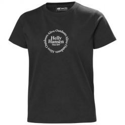Koszulka sportowa damska Helly Hansen Core Graphic. Czarne koszulki sportowe Helly Hansen, bez wzorów, z bawełny, bez ramiączek. Za 226.00 zł.