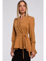 Made of emotion Bluzka w kolorze jasnobrązowym rozmiar: XL. Brązowe bluzki Made Of Emotion, xl, bez wzorów, bez kołnierzyka, bez ramiączek. Za 147.56 zł.