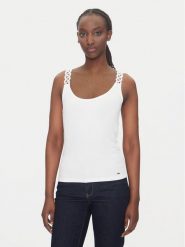 Morgan Top 251-DOUBI Biały Slim Fit. Białe topy Morgan, m, bez wzorów, z wiskozy, bez kołnierzyka, bez ramiączek. Za 99.99 zł.