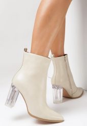 Beżowe Botki Nyala. Brązowe botki Born2be, bez wzorów, z materiału, ze szpiczastym noskiem, za kostkę, bez obcasa, na obcasie, bez zapięcia. Za 79.99 zł.