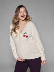 Kardigan z wełną - złamana biel. Kardigany Reserved, l, bez wzorów, z bawełny. Za 259.99 zł.