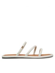Tommy Hilfiger Klapki Strappy Leather Mule FW0FW08939 Biały. Białe klapki TOMMY HILFIGER, bez wzorów, ze skóry, bez obcasa. Za 349.99 zł.