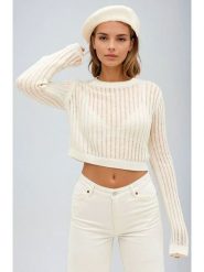 Monki Sweter w kolorze kremowym rozmiar: M. Brązowe swetry Monki, m, bez wzorów, z wełny, bez ramiączek. Za 39.99 zł.