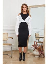 Joséfine Sukienka "Curben" w kolorze czarno-białym rozmiar: M. Białe sukienki Joséfine, m, bez wzorów, prążkowane, bez kołnierzyka, bez ramiączek, maxi. Za 173.99 zł.