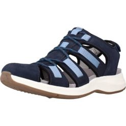 Sandały CLARKS SOLAN SAIL COMBI Niebieski. Niebieskie sandały Clarks, bez wzorów, ze skóry, bez obcasa, bez zapięcia. Za 213.99 zł.