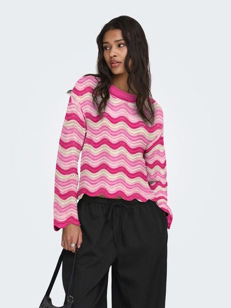 ONLY Sweter w kolorze jasnoróżowo-kremowo-różowym rozmiar: L. Różowe swetry Only, l, bez wzorów, bez ramiączek. Za 124.95 zł.