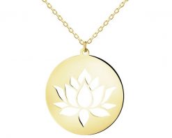 Złoty naszyjnik z cyrkonią - kwiat lotosu. Żółte naszyjniki Apart, z cyrkonią, złote. Za 1,299.00 zł.
