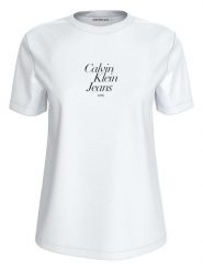 CALVIN KLEIN JEANS Koszulka w kolorze białym rozmiar: XS. Białe bluzki Calvin Klein Jeans, xs, bez wzorów, z bawełny, bez kołnierzyka, bez ramiączek. Za 83.62 zł.