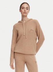 Guess Bluza O6BR02 Z1144 Brązowy Regular Fit. Brązowe bluzy sportowe Guess, xs, z aplikacjami, z syntetyku, bez kaptura. Za 344.99 zł.