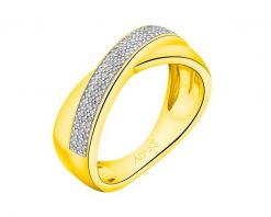 Pierścionek z żółtego złota z diamentami - 0,14 ct - próba 585. Żółte pierścionki Apart, z diamentem, złote. W wyprzedaży za 3,773.00 zł.