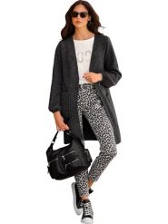 Heine Spodnie w kolorze szaro-czarnym rozmiar: 46. Czarne kardigany Heine, na co dzień, bez wzorów, z materiału. Za 78.99 zł.