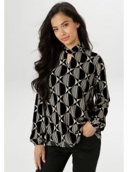 Aniston Bluzka w kolorze czarno-kremowym rozmiar: 40. Czarne bluzki Aniston, bez wzorów, bez kołnierzyka, bez ramiączek. Za 76.45 zł.