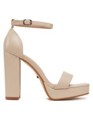 DeeZee Sandały LE601-19 Écru. Sandały DeeZee, bez wzorów, z materiału, bez obcasa, na słupku, bez zapięcia. Za 159.99 zł.