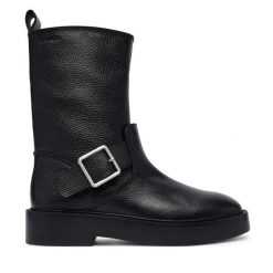 Botki Calvin Klein. Czarne botki Calvin Klein, bez wzorów, bez obcasa, na płaskiej podeszwie, bez zapięcia. Za 899.99 zł.