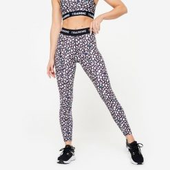 Legginsy fitness damskie Domyos. Czarne legginsy DOMYOS, l, bez wzorów, z materiału. W wyprzedaży za 69.99 zł.