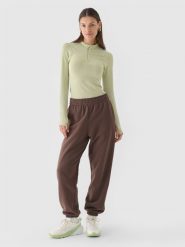 4F Spodnie dresowe joggery oversize damskie - brązowe XXL. Brązowe spodnie dresowe 4f, s, bez wzorów, z bawełny. W wyprzedaży za 79.99 zł.