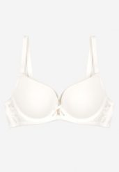 Jasnobeżowy Gładki Biustonosz o Kroju Push-Up Sanarae. Brązowe biustonosze Born2be, z aplikacjami, z bawełny. Za 34.99 zł.