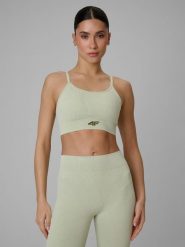4F Biustonosz treningowy bezszwowy z niskim wsparciem damski - zielony M/L. Zielone bielizna sportowa 4f, l, bez wzorów. Za 119.99 zł.