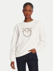 PINKO Bluza Nelly 100534 A2RO Biały Regular Fit. Białe bluzy Pinko, l, bez wzorów, z bawełny, bez kaptura. Za 929.99 zł.