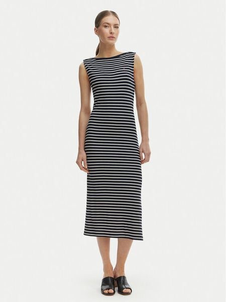 Tommy Hilfiger Sukienka codzienna WW0WW49311 Granatowy Slim Fit. Niebieskie sukienki TOMMY HILFIGER, na co dzień, s, bez wzorów, z wiskozy, bez kołnierzyka, bez ramiączek, proste. Za 329.99 zł.