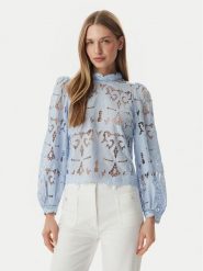 Morgan Bluzka 261-OMBRAK Niebieski jasny Regular Fit. Niebieskie bluzki Morgan, bez wzorów, z syntetyku, bez kołnierzyka, bez ramiączek. Za 369.99 zł.